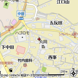 愛知県知多市岡田（上中田）周辺の地図