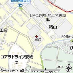 愛知県安城市北山崎町（猪山）周辺の地図