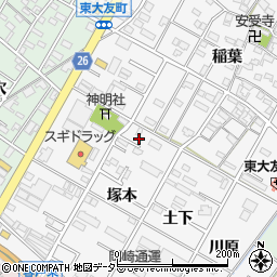 愛知県岡崎市東大友町塚本10周辺の地図