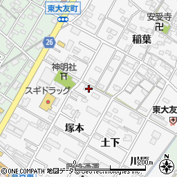 愛知県岡崎市東大友町塚本9周辺の地図