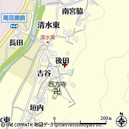 兵庫県川辺郡猪名川町清水東後田周辺の地図