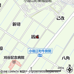 愛知県刈谷市小垣江町銭成周辺の地図