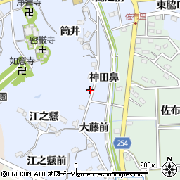 愛知県知多市佐布里筒井38周辺の地図