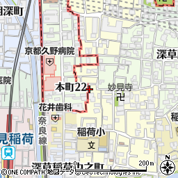 京都府京都市伏見区深草開土町90周辺の地図