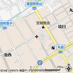 愛知県安城市池浦町池西75周辺の地図