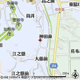 愛知県知多市佐布里筒井39周辺の地図
