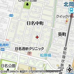 愛知県岡崎市日名中町3-19周辺の地図
