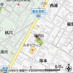 愛知県岡崎市東大友町堀所1周辺の地図