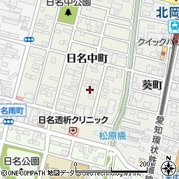 愛知県岡崎市日名中町3周辺の地図