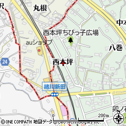 愛知県知多郡東浦町緒川西本坪周辺の地図