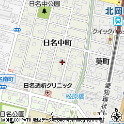 愛知県岡崎市日名中町3-18周辺の地図