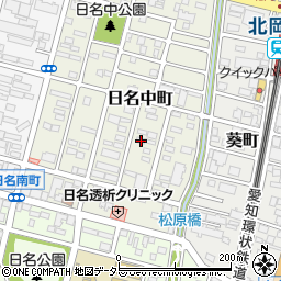 愛知県岡崎市日名中町3-7周辺の地図