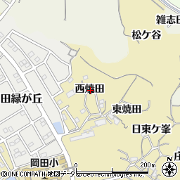 愛知県知多市岡田西焼田周辺の地図