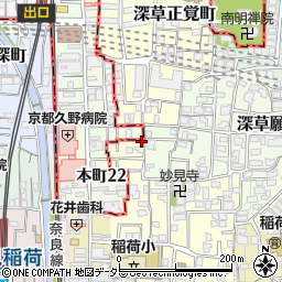 京都府京都市伏見区深草開土町96-4周辺の地図