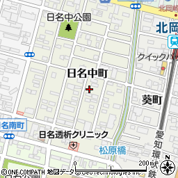 愛知県岡崎市日名中町3-27周辺の地図