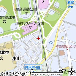 愛知県安城市新田町（新定山）周辺の地図