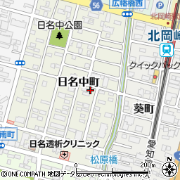 愛知県岡崎市日名中町3-13周辺の地図