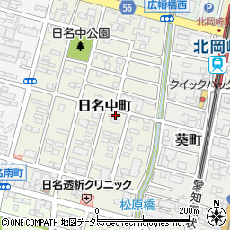 愛知県岡崎市日名中町3-12周辺の地図