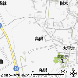 愛知県知多市八幡高根周辺の地図