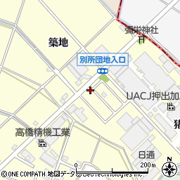 愛知県安城市北山崎町築地周辺の地図