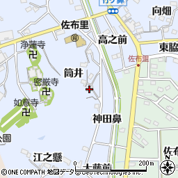 愛知県知多市佐布里筒井45周辺の地図