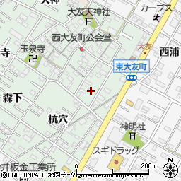 愛知県岡崎市西大友町桃々木38周辺の地図