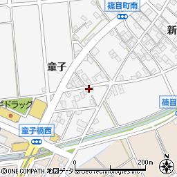 愛知県安城市篠目町（童子）周辺の地図