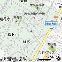 愛知県岡崎市西大友町桃々木50周辺の地図