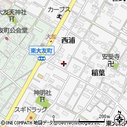愛知県岡崎市東大友町西浦周辺の地図