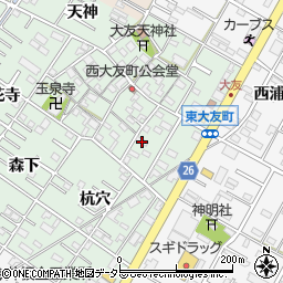 愛知県岡崎市西大友町桃々木周辺の地図
