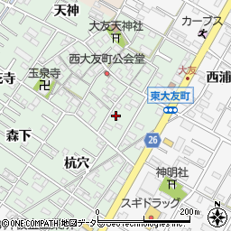 愛知県岡崎市西大友町桃々木35周辺の地図