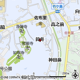 愛知県知多市佐布里筒井周辺の地図