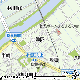 愛知県刈谷市小垣江町池下周辺の地図