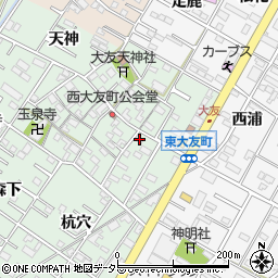 愛知県岡崎市西大友町桃々木34周辺の地図