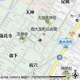 愛知県岡崎市西大友町桃々木54-1周辺の地図