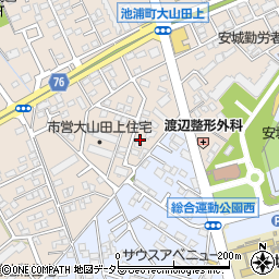 愛知県安城市池浦町大山田上2-574周辺の地図