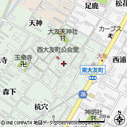 愛知県岡崎市西大友町桃々木59周辺の地図