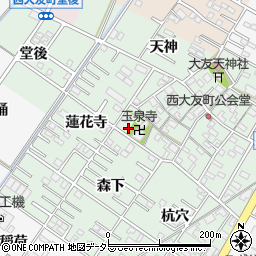 愛知県岡崎市西大友町寺山14周辺の地図