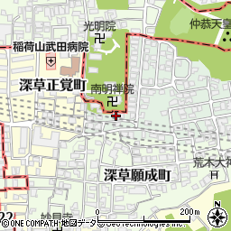 京都府京都市伏見区深草南明町4周辺の地図