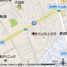 愛知県安城市池浦町大山田上2-70周辺の地図