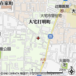 京都山科大宅郵便局周辺の地図