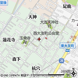 愛知県岡崎市西大友町桃々木46周辺の地図