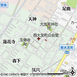 愛知県岡崎市西大友町寺山2周辺の地図