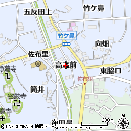 愛知県知多市佐布里（高之前）周辺の地図