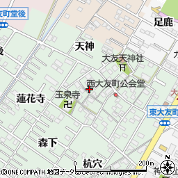 愛知県岡崎市西大友町寺山3周辺の地図