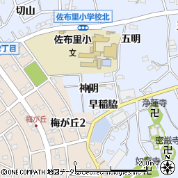 愛知県知多市佐布里神明周辺の地図