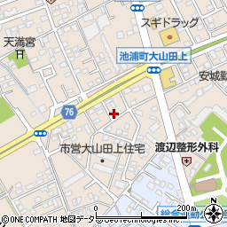 愛知県安城市池浦町大山田上2-434周辺の地図