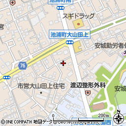 愛知県安城市池浦町大山田上2-197周辺の地図