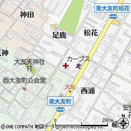 愛知県岡崎市東大友町松花39周辺の地図