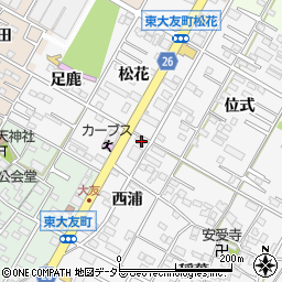 愛知県岡崎市東大友町松花88周辺の地図